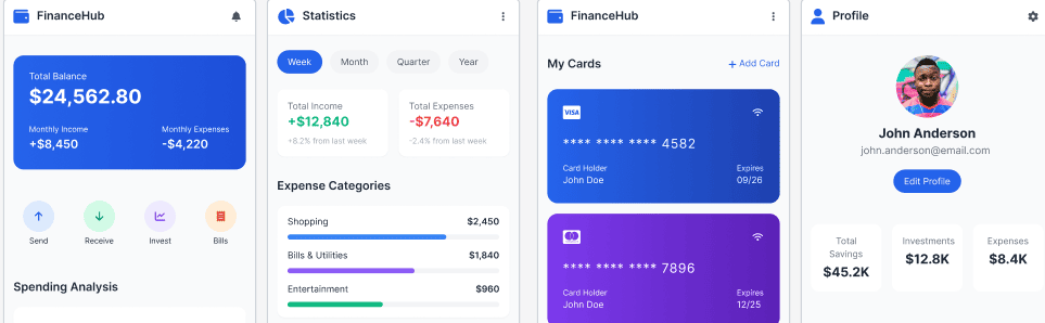 modern web application dashboard UI design mockup